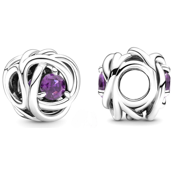 Charme Sterling Silber 925 Unendlicher Kreis der Ewigkeit Februar lila, Perle für Armband