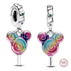 Charm Sterling Silber 925 Disney Mickey/Minnie Mouse Lolly Head, Anhänger für Filmarmband