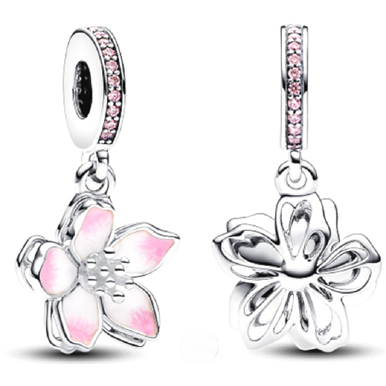 Charm Sterling Silber 925 Kirschblüte, Natur Armband Anhänger