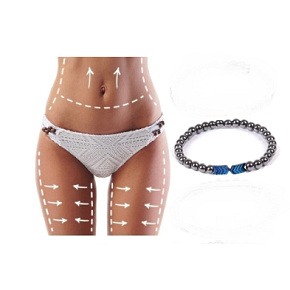 Magnetisches Schlankheitsarmband blau elastisch Naturstein, Kugel 6 mm / 16 - 17 cm