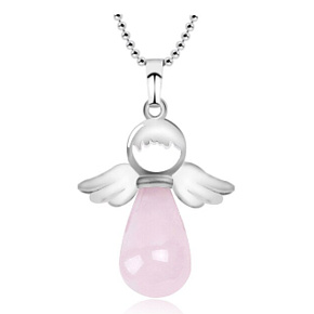 Rose Engel Anhänger Naturstein 4,2 x 3 cm, Stein der Liebe