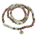 108 Mala Amazonit + Rhodonit + Lotus Halskette Meditationsschmuck, Naturstein, Kugel 6 mm