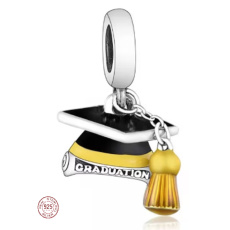 Sterling Silber 925 Graduation, Graduation mit Schriftrollen und Kappe, Graduate-Anhänger am Armband