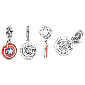Charme Sterling Silber 925 Marvel The Avengers, Captain America Schild, Armband-Anhänger Charme Sterling Silber 925 Marvel The Avengers, Captain America Schild, Armband-Anhänger
