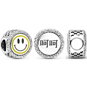 Sterling Silber 925 Talisman funkelnde Smiley Perle auf Armband Symbol