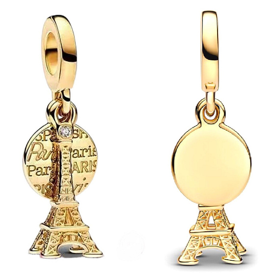 Charm Sterling Silber 925 Paris Eiffelturm 2in1, reise armband anhänger