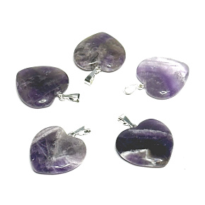 Amethyst-Herz-Anhänger Naturstein 20 mm, Stein der Könige und Bischöfe
