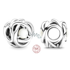 Charme Sterling Silber 925 Unendlicher Kreis der Ewigkeit rot weiß Perle, Perle für Armband
