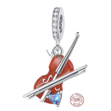 Charme Sterling Silber 925 Violine, Anhänger am Armband Interessen