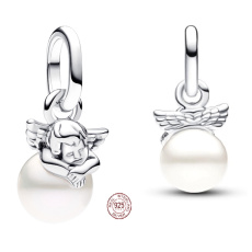 Charms Sterling Silber 925 Engel auf einer Wolke - Mini Medaillon, Armband Anhänger Symbol