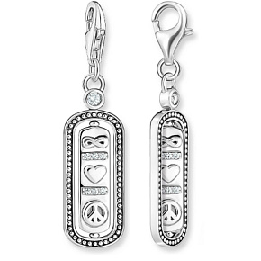 Charm Sterling silver925 Love and Peace - rotierendes Symbol, Karabinerhaken-Anhänger am Liebesarmband