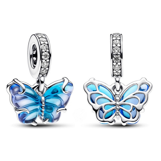 Charms Sterling Silber 925 Magischer Schmetterling Murano Glas Tier Armband Anhänger