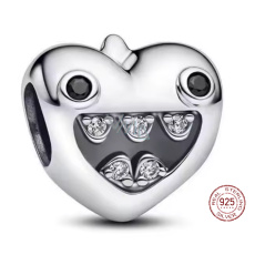 Charm Sterlingové stříbro 925 Zamilovaný šibal s rošťáckým úsměvem srdce, přívěsek na náramek láska Charm Sterlingové stříbro 925 Zamilovaný šibal s rošťáckým úsměvem srdce, přívěsek na náramek láska