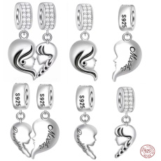 Charm Sterlingsilber 925 Mutterbindung - Mutter und Tochter 2-in-1 Herz, teilbarer Anhänger für Familienarmband