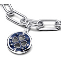 Charme Sterling Silber 925 Herz in einem vierblättrigen Kleeblatt, Glück - Mini Medaillon, Anhänger an einem Armband Symbol