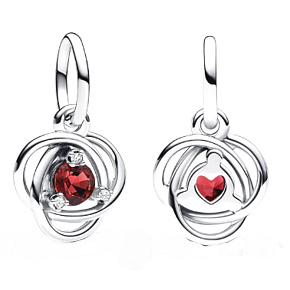 Charme Sterling Silber 925 Rot Kreis der Ewigkeit Juli, Anhänger Armband Symbol