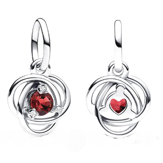 Charme Sterling Silber 925 Rot Kreis der Ewigkeit Juli, Anhänger Armband Symbol