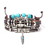 Mehrschichtiges Lederarmband, Symbol Helm + Feder, größenverstellbar