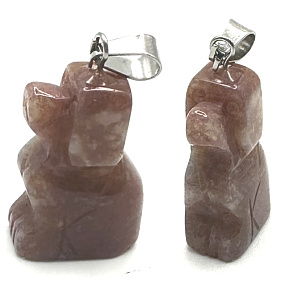 Jaspis Hund Anhänger Naturstein, handgeschliffene Figur 1,8 x 2,5 x 8 mm, Stein der positiven Energie