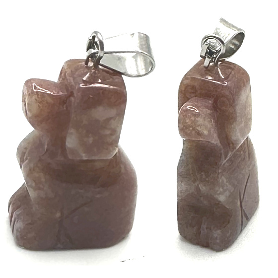 Jaspis Hund Anhänger Naturstein, handgeschliffene Figur 1,8 x 2,5 x 8 mm, Stein der positiven Energie