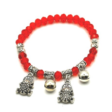 Frosch Symbol des Überflusses Armband elastisch, Glasperle 4 mm / 16 cm