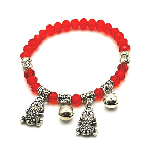 Frosch Symbol des Überflusses Armband elastisch, Glasperle 4 mm / 16 cm