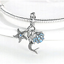 Sterling Silber 925 Meerjungfrau, Seestern, Muschel, 3in1 Armband-Anhänger, Meer