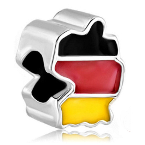 Charm Sterlingsilber 925 Deutschlandflagge - Karte, Perle für Reise-Armband