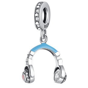 Charme Sterling Silber 925 Ohrringe blau, Anhänger am Armband Interessen