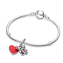 Charms Sterling Silber 925 Disney, Minnie & Mickey in der Liebe, Liebesarmband-Anhänger