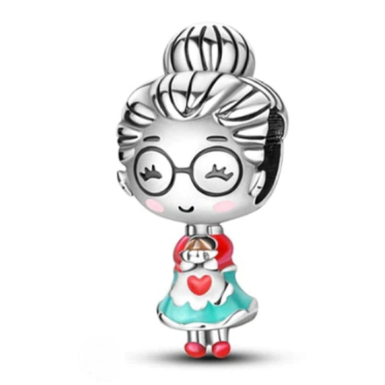 Charme Sterling Silber 925 Oma, Perle auf Armband Familie