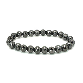 Magnetovec Schlankheits-Magnetarmband elastisch Naturstein, Kugel 8 mm / 16 - 17 cm