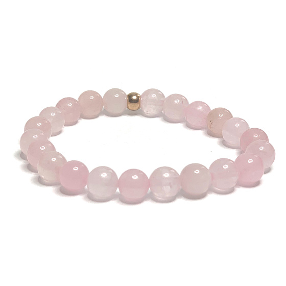 Rosenquarz mit Komponente Armband elastisch Naturstein, Kugel 8 mm / 16-17 cm, Liebesstein