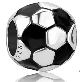 Charme Sterling Silber 925 Fußball, Perle auf Armband Sport