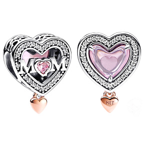 Charme Sterling Silber 925 Mum - gestanztes Herz Mum, Perle am Armband Familie