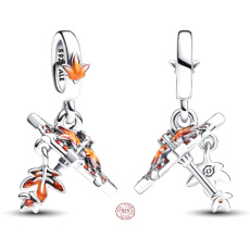 Charms Sterling Silber 925 King of Glory Gongsunli Regenschirm mit Ahornblatt Anhänger am Armband Symbol