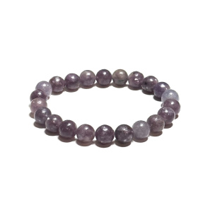 Lepidolith hellviolett Armband elastisch Naturstein, Kugel 8 mm / 16-17 cm, Amulett der Sportler