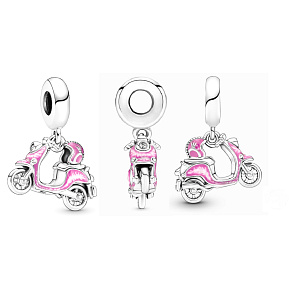 Charm Sterling Silber 925 Scooter - Motorrad in die Stadt rosa, Reise-Armband Anhänger