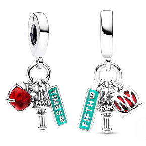 Charm Sterling Silber 925 New York City Triple 3in1, Reise-Armband-Anhänger