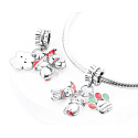 Charm Sterlingsilber 925 Weihnachten 3-in-1 Hund, Katze und Pfote, Anhänger für Armband Weihnachten