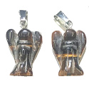 Tigereye Schutzengel Anhänger Naturstein handgeschliffen 2,4 cm + gewachste Schnur, Stein der Sonne und Erde, bringt Glück und Wohlstand