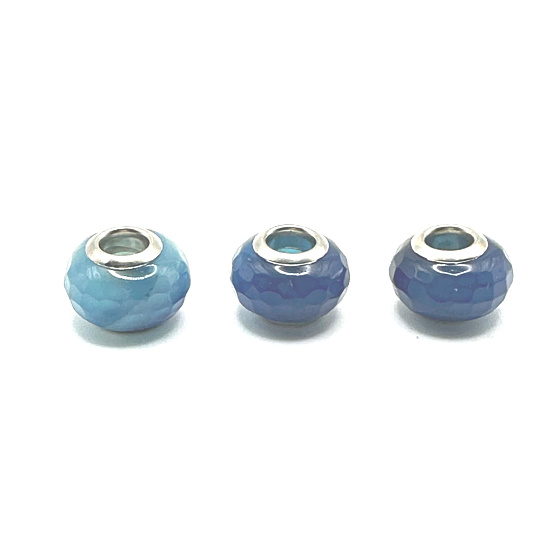 Achat blau facettiert Anhänger rund Naturstein 14 mm 1 Stück