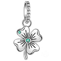 Charms Sterling Silber 925 Vierblättriges Kleeblatt als Glücksbringer, Natur-Armband-Anhänger