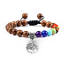 Chakra-Armband Baum des Lebens + Holz, handgestrickt, größenverstellbar, Kugel 8 mm