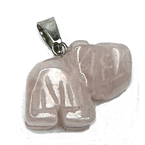 Rose Elefant Anhänger Naturstein, handgeschliffene Figur 1,8 x 2,5 x 8 mm, Liebesstein