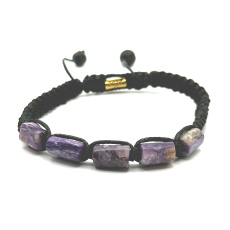 Charoite / Charoite Armband Naturstein, handgestrickt, verstellbare Größe, Magie und Zauber, Wunder aus Jakutien