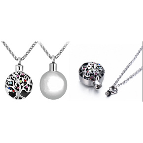 Gedenk-Urnenanhänger, Tree of Life wasserdicht, Edelstahl