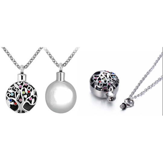 Gedenk-Urnenanhänger, Tree of Life wasserdicht, Edelstahl
