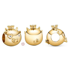 Charms Sterling Silber 925 Ox, Büffel ist das zweite Tier im 12-Jahres-Zyklus des chinesischen Tierkreiszeichens, Perle für Armband