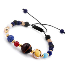 Chakra-Armband - Planeten des Sonnensystems, Naturstein, handgestrickt, größenverstellbar